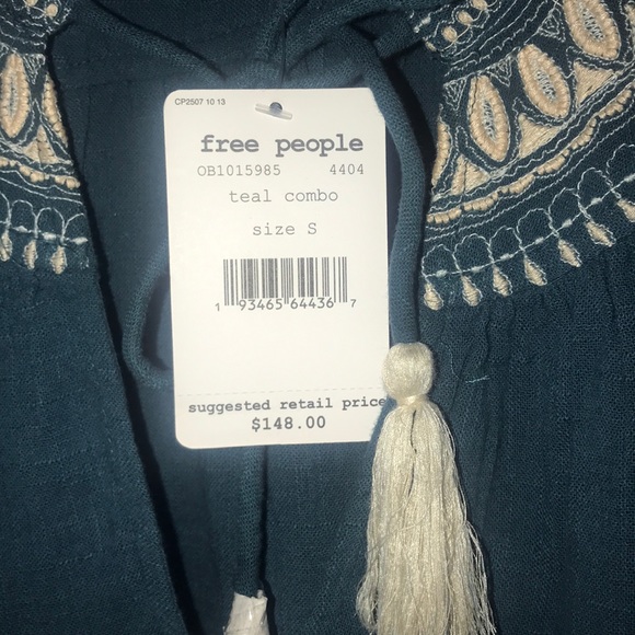 Free people Tunic teal/white Size S NWT. BIN F - Picture 8 of 15